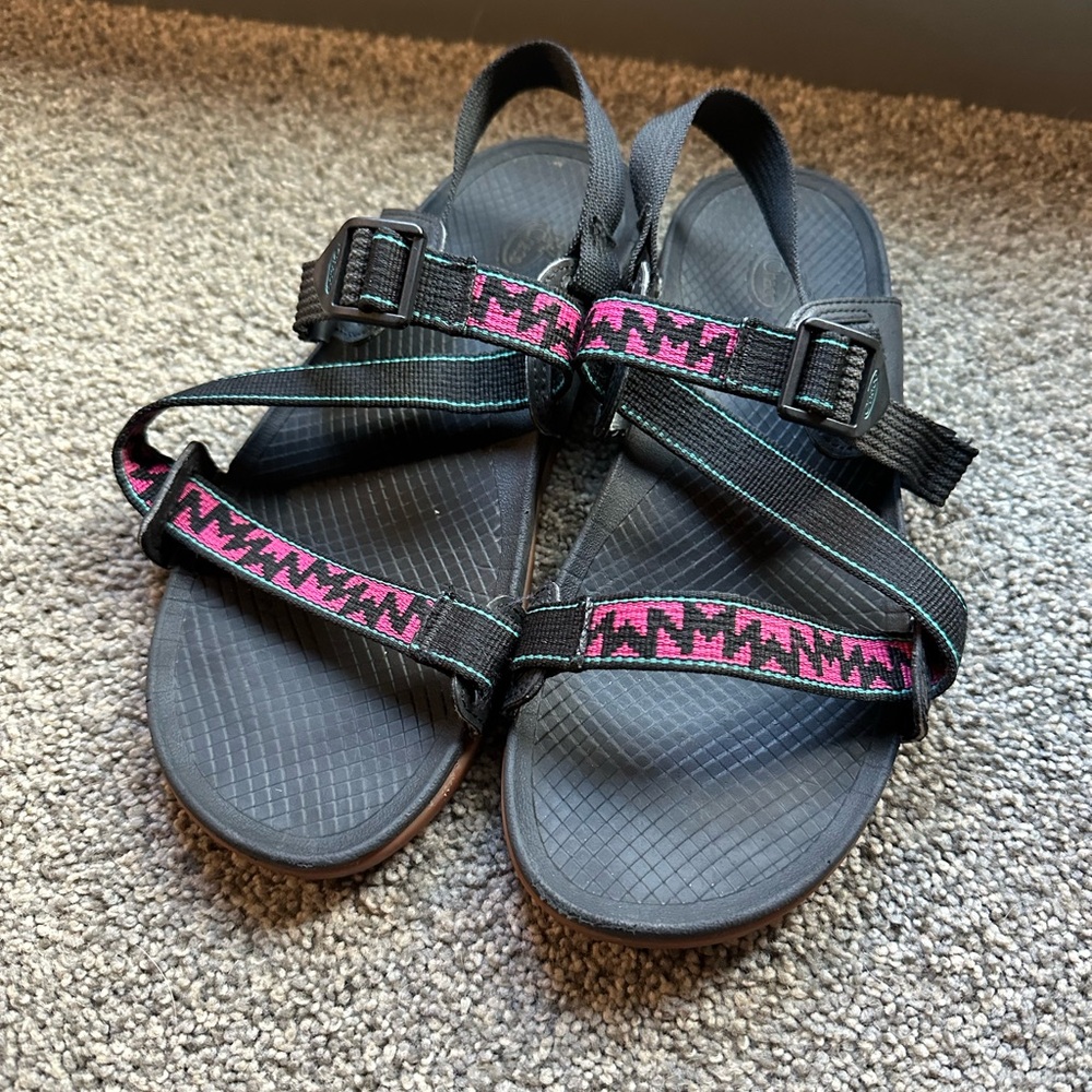 Chaco Black and Pink Sandals